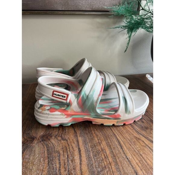 Free People Hunter Bloom Marble Aqua Coral Sandal, Size US 7/EUR 38 - Picture 3 of 6